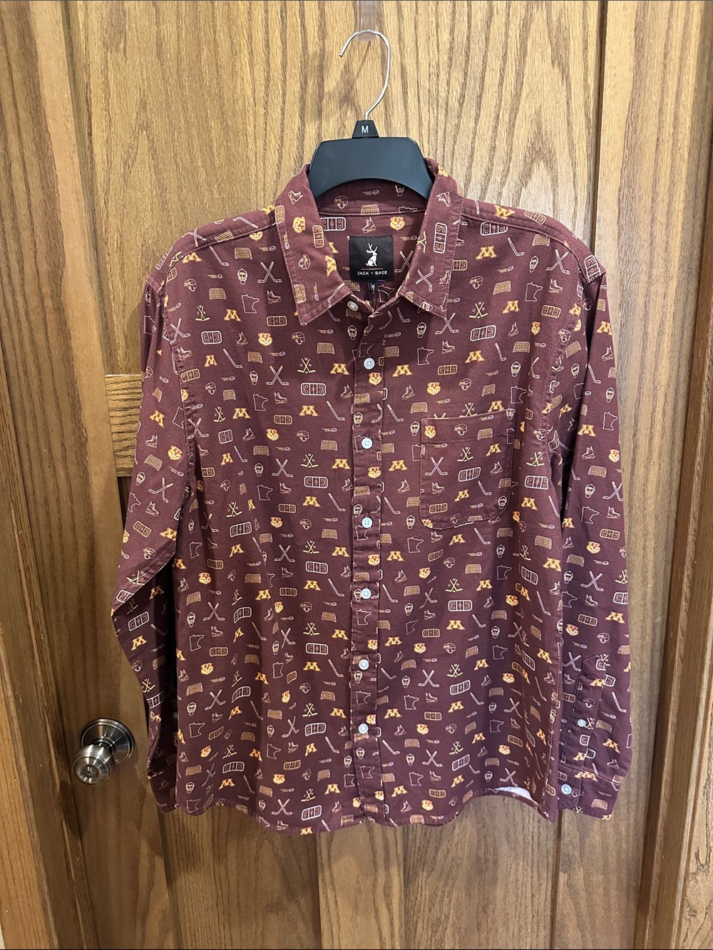 Jack+Sage Minnesota Hockey Long-Sleeve Button-Down Shirt NWT
